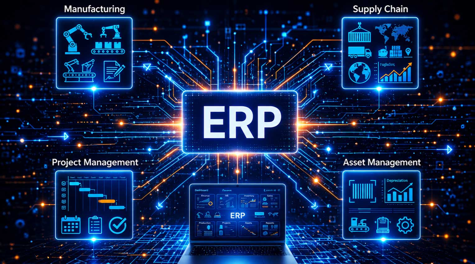 Enterprise Resource Planning data visualization and analytics dashboard